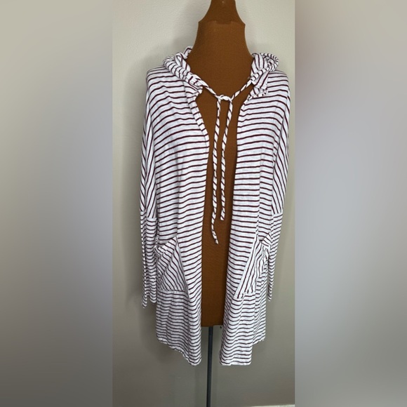 JODIFL Cotton Striped Hooded Swim Beach Pool Cover Up One Size - Picture 3 of 9